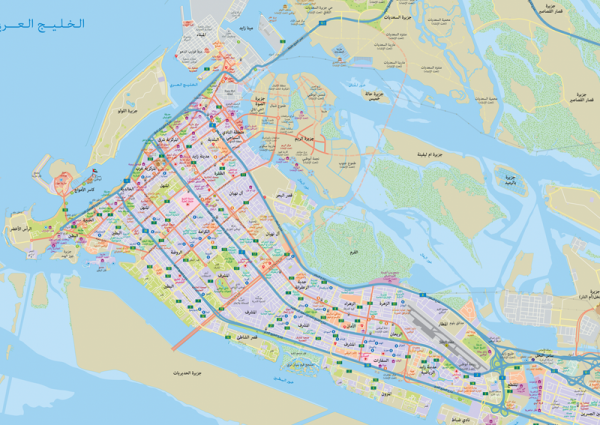 Abu Dhabi Wall Map Arabic