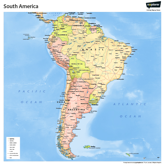South America Wall Map 