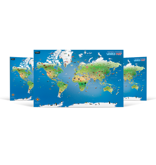 Children Illustrated World Wall Map (English)
