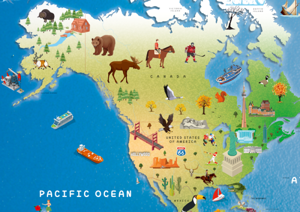 Children Illustrated World Wall Map (English)