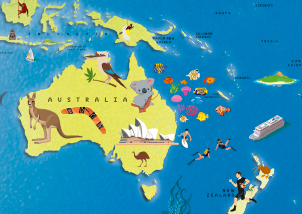 Children Illustrated World Wall Map (English)