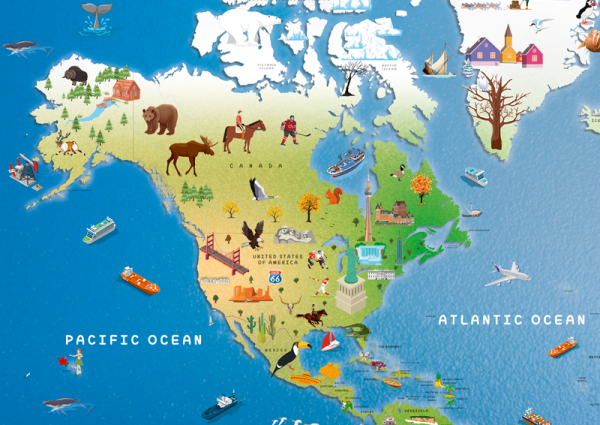 Children Illustrated World Wall Map (English)